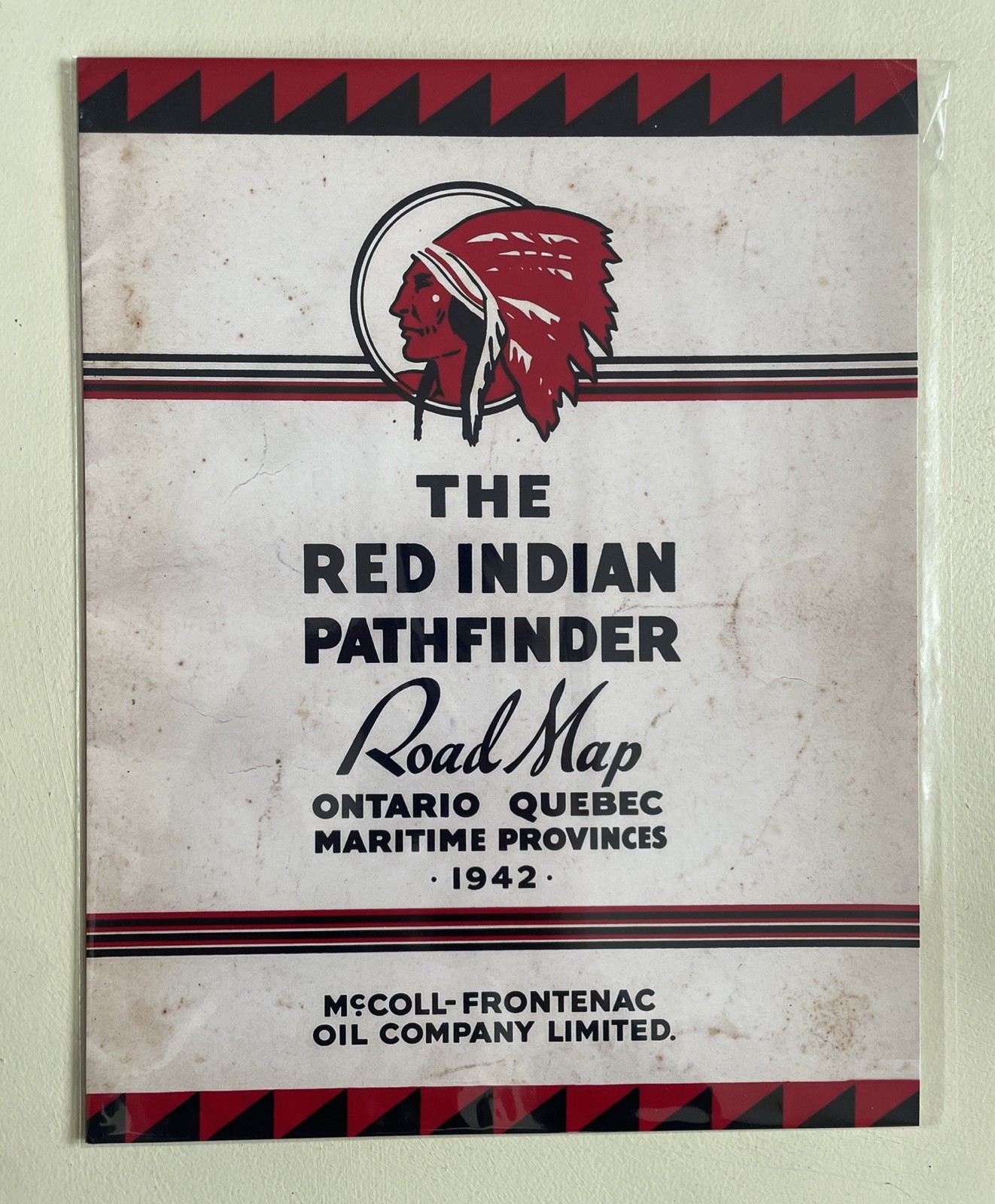 McColl-Frontenac Motor Oil PRINT 8.5×11 Ad Sign Red Indian Roadmap Pathfinder