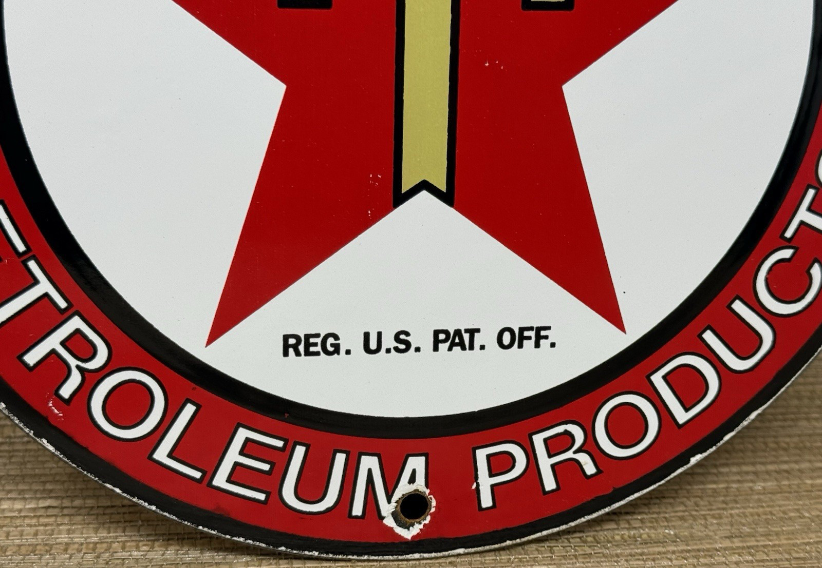 VINTAGE TEXACO MOTOR OIL PORCELAIN SIGN TEXAS GASOLINE GAS STATION PUMP PLATE