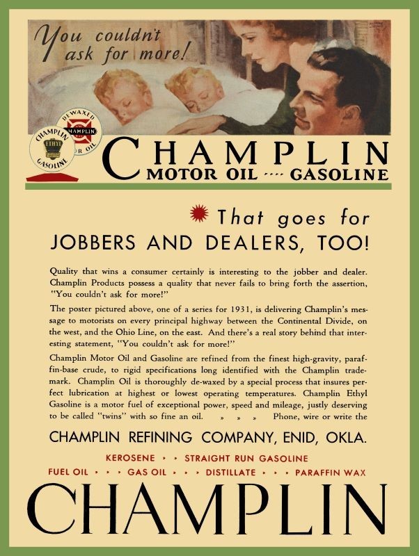 1931 Champlin Refining Oil Co. of Enid Oklahoma NEW SIGN: 9×12″ Ships Free