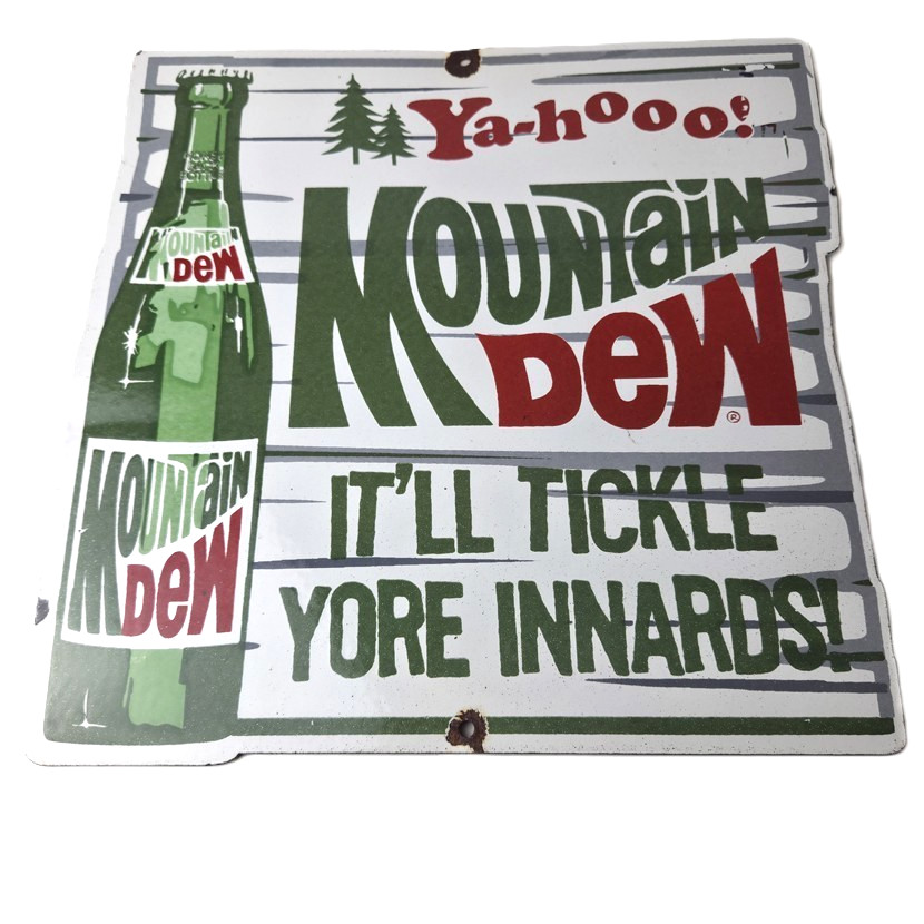Vintage Mountain Dew Porcelain – Hillbilly Gas Pump Soda Bottles Soda Sign