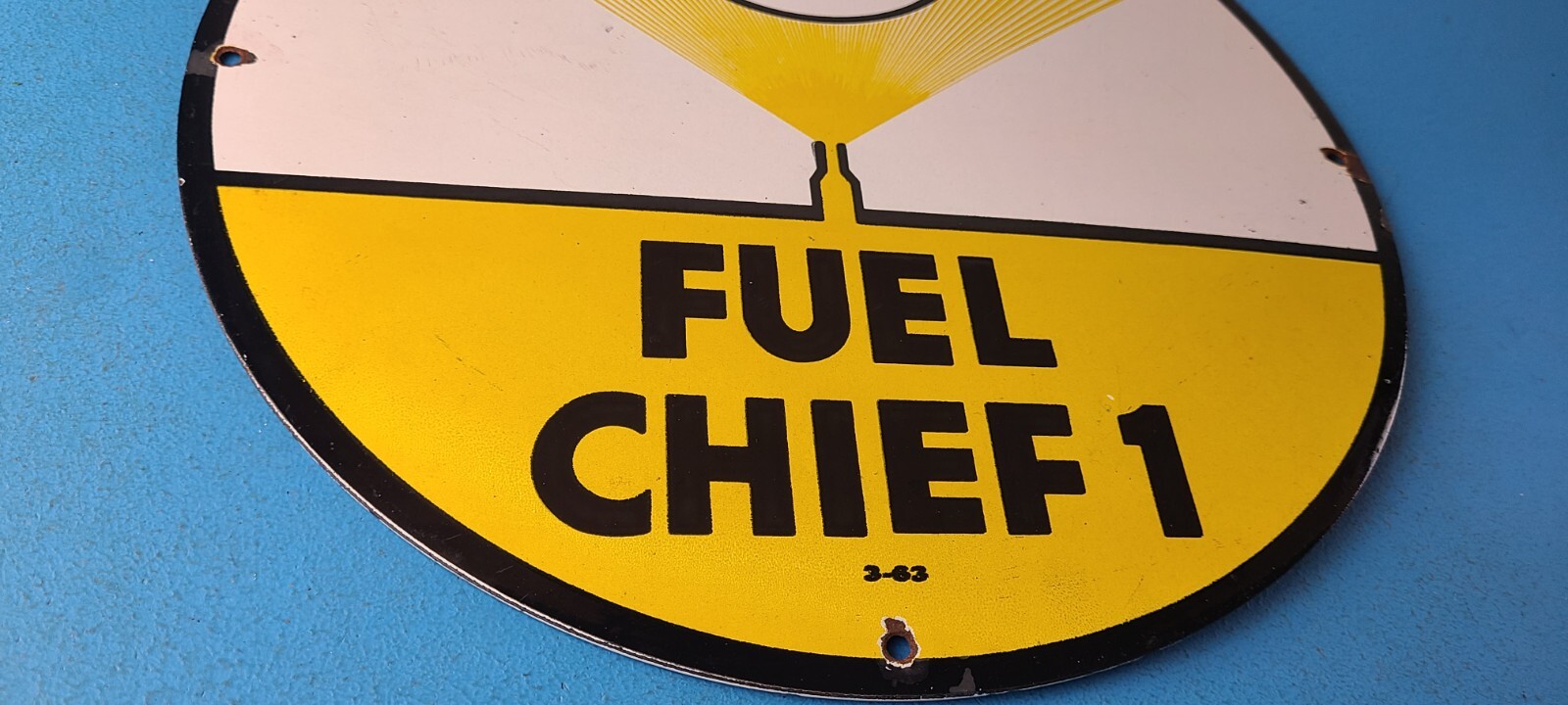 Vintage Texaco Gasoline Sign – 12″ Fuel Chief 1 Gas Pump Plate Porcelain Sign