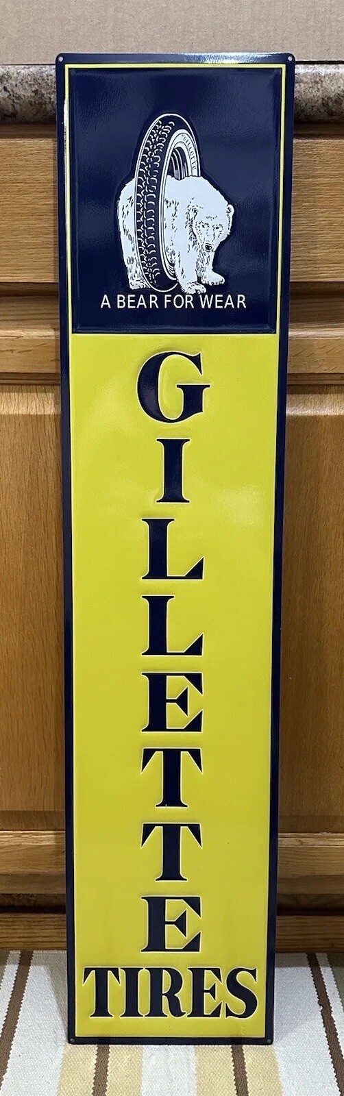 Gillette Tires Sign Gas Oil Garage Parts Polar Bear Vintage Style Wall Decor
