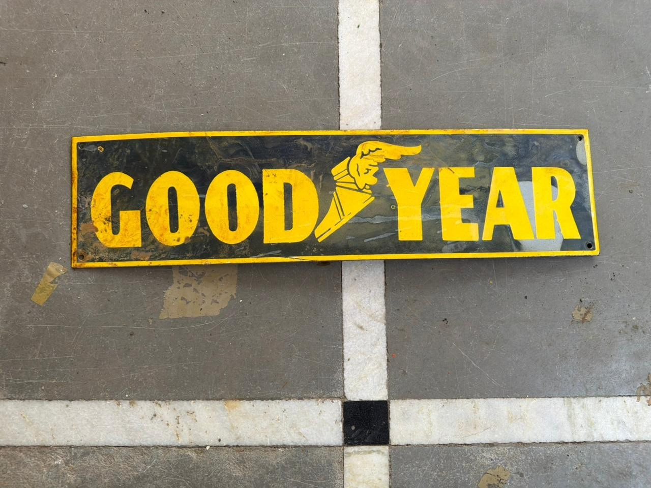 PORCELIAN GOOD YEAR ENAMEL SIGN SIZE 24X6 INCHES