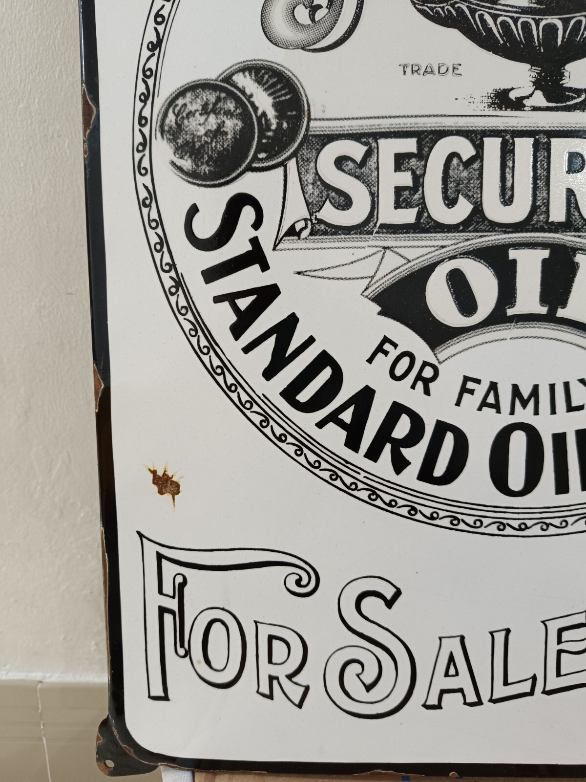 Early Sign Standard oil company Aladdin Security Oil Black & White