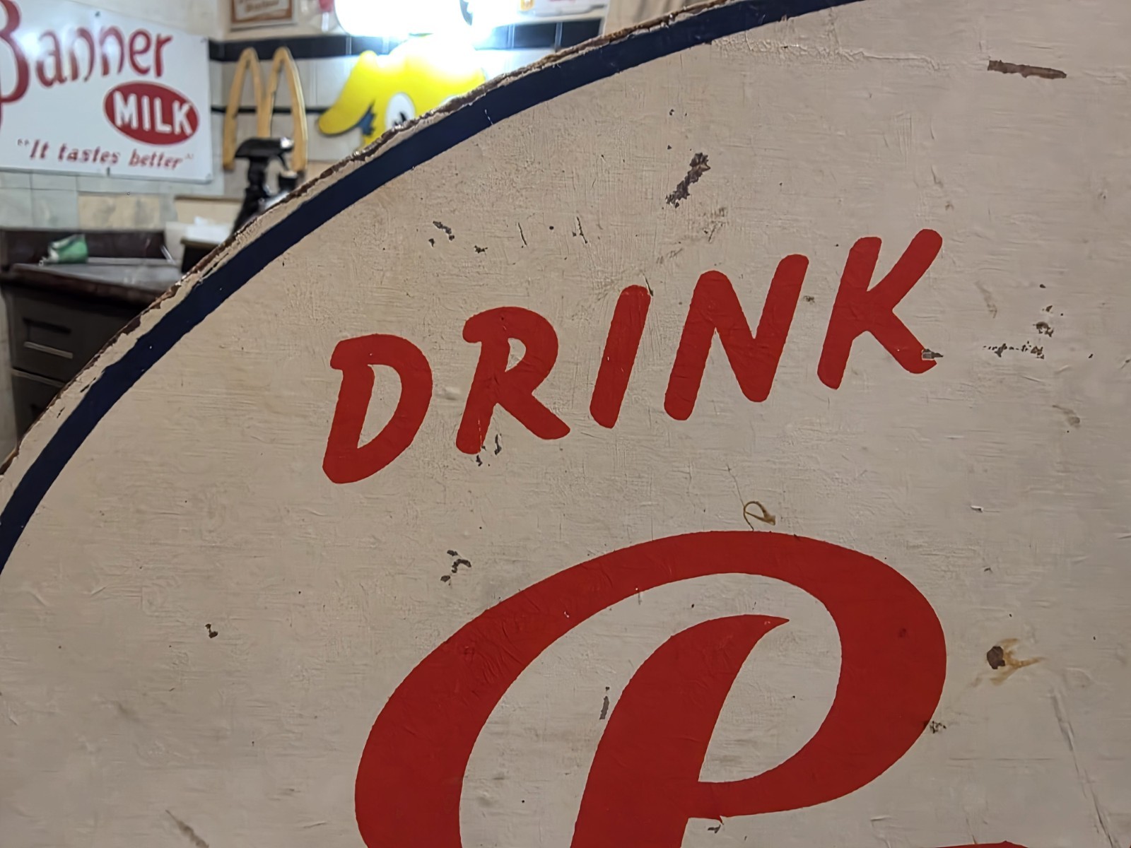 VINTAGE ORIGINAL ANTIQUE GAS OIL GENERAL STORE SIGN PEPSI COLA