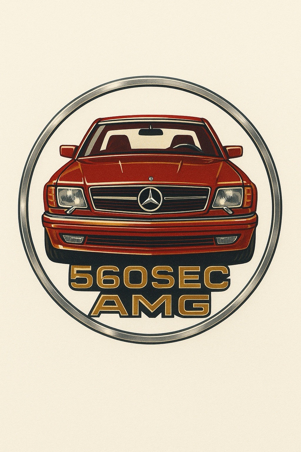 Hi Gloss MERCEDES BENZ 560SEC AMG Vintage Style Metal Sign Brushed Aluminum