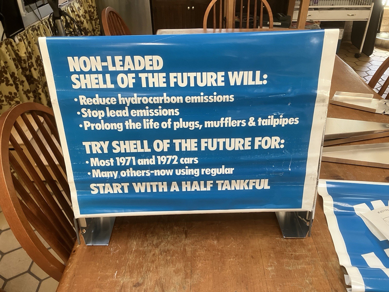 1971 NOS Gas Pump Toppers Sign (2) Shell Of The Future Non-Leaded NIB (Oil Can)