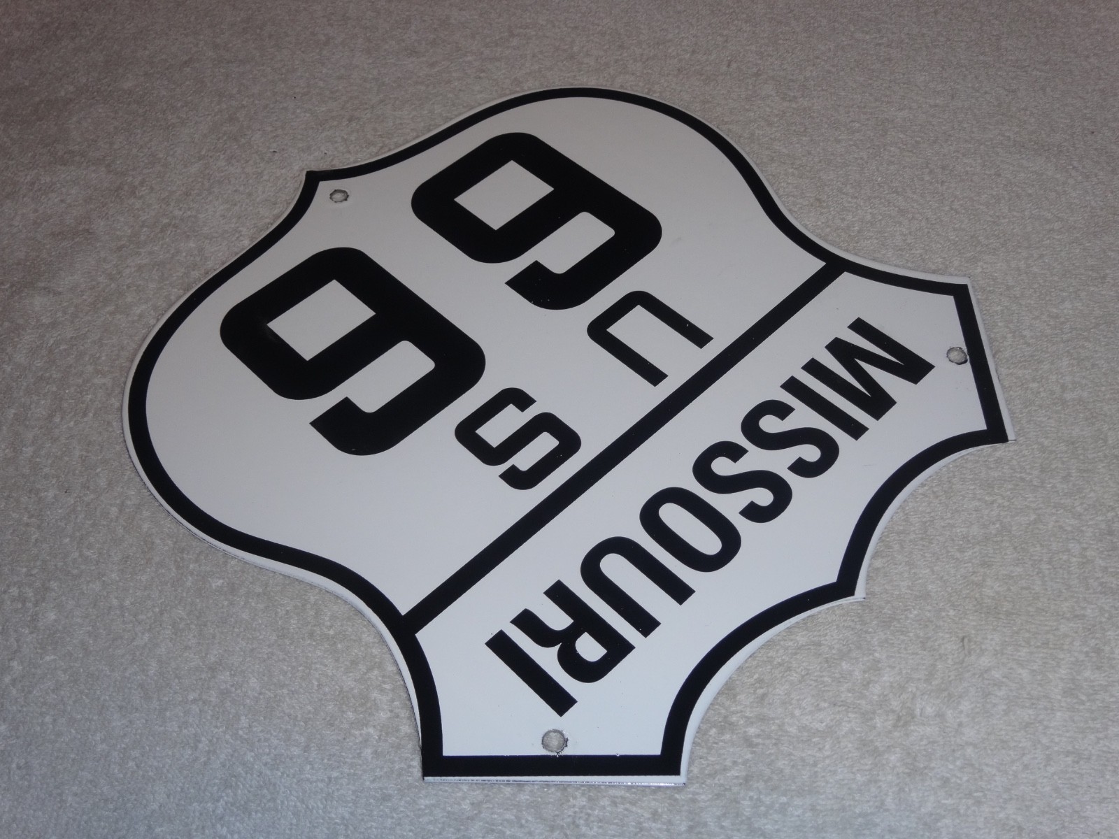 VINTAGE MISSOURI ROUTE 66 UNITED STATES U.S. PORCELAIN METAL GASOLINE OIL SIGN
