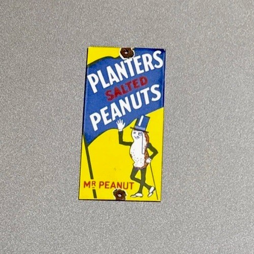 VINTAGE PLANTERS PEANUTS DOOR PUSH PORCELAIN SIGN CAR GAS TRUCK OIL MOTORCYCLE