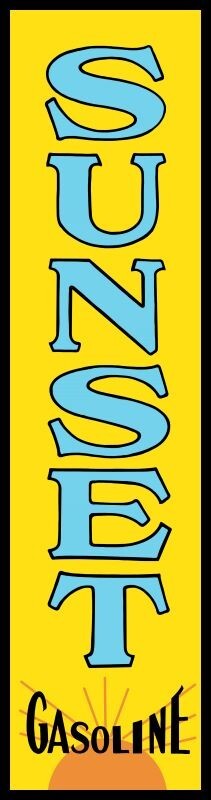 Sunset Gasoline Vertically Oriented DIECUT NEW 48″ Tall Sign USA STEEL XL Size