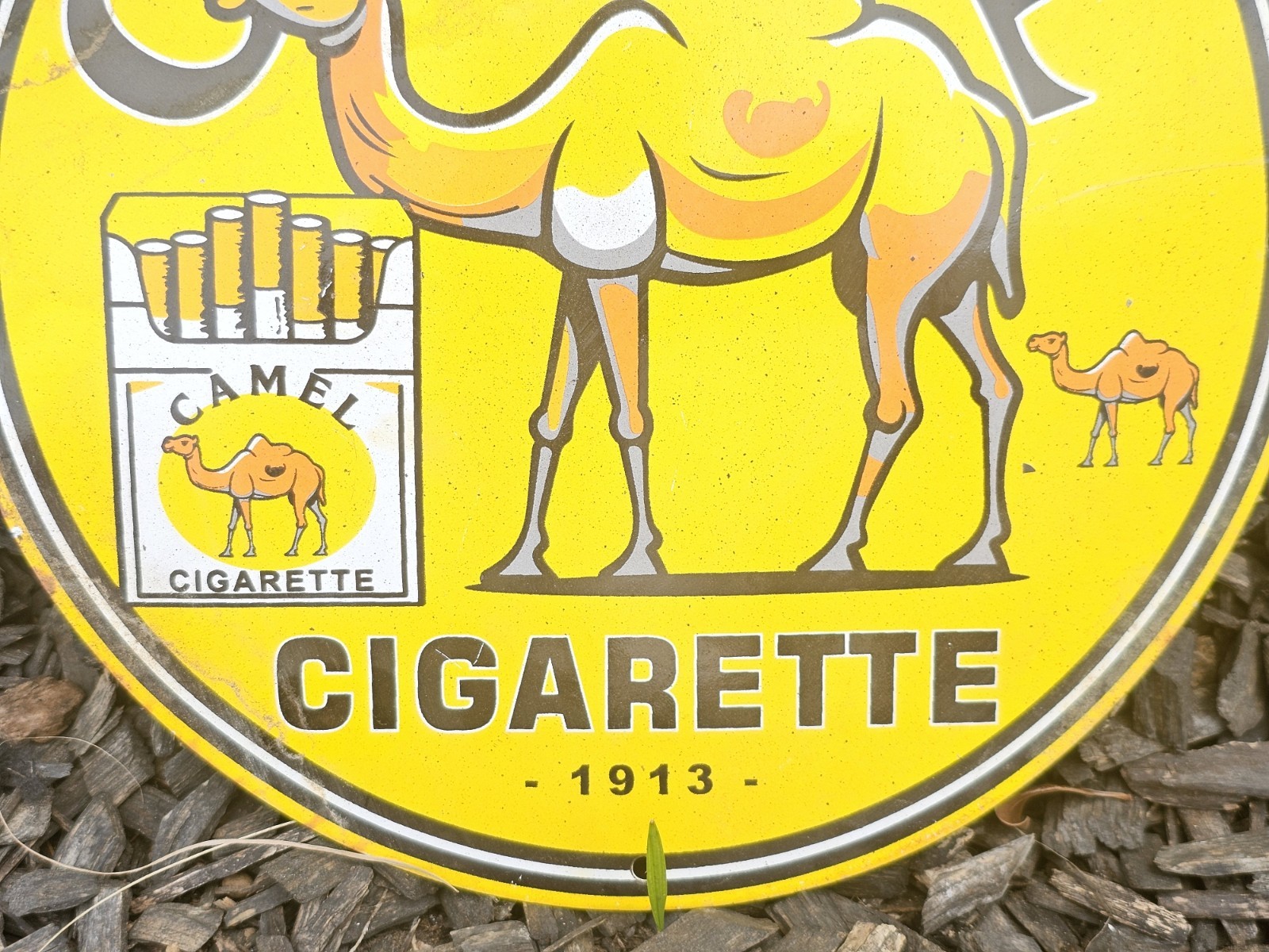 VINTAGE CAMEL CIGARETTE 1913 PORCELAIN SIGN 12″