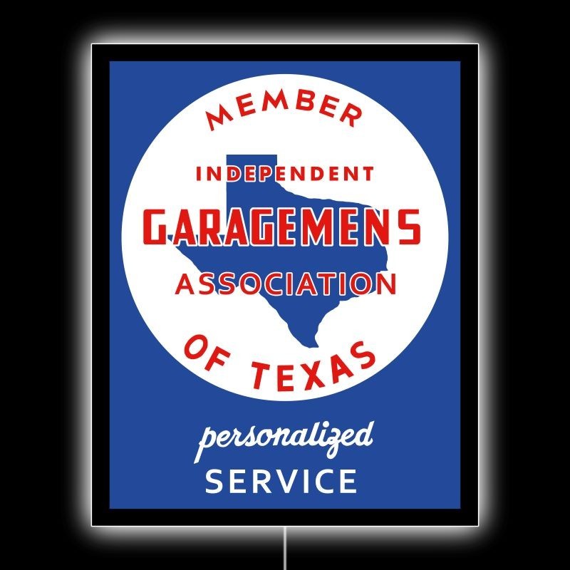 Independent Garagemen of Texas Association NEW LED Hanging Lighted Sign: 18×23″