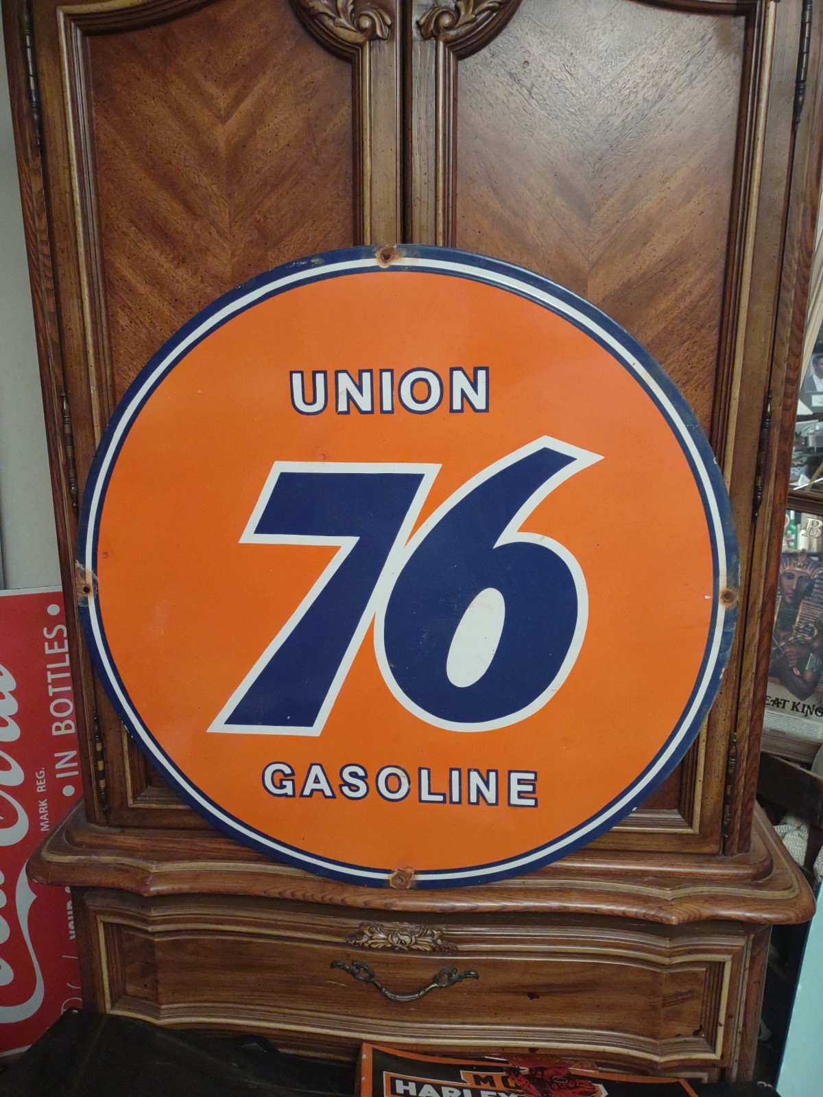 Vintage Union 76 Gasoline Gas Auto Service Station 30” Porcelain Metal Sign