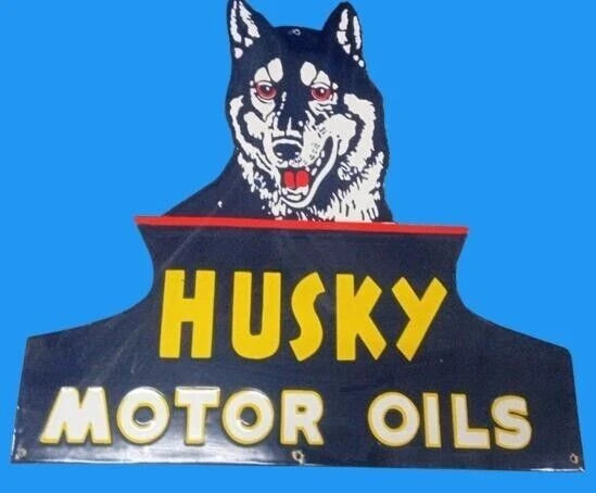 PORCELIAN HUSKY MOTOR ENAMEL SIGN SIZE 24X16 INCHES