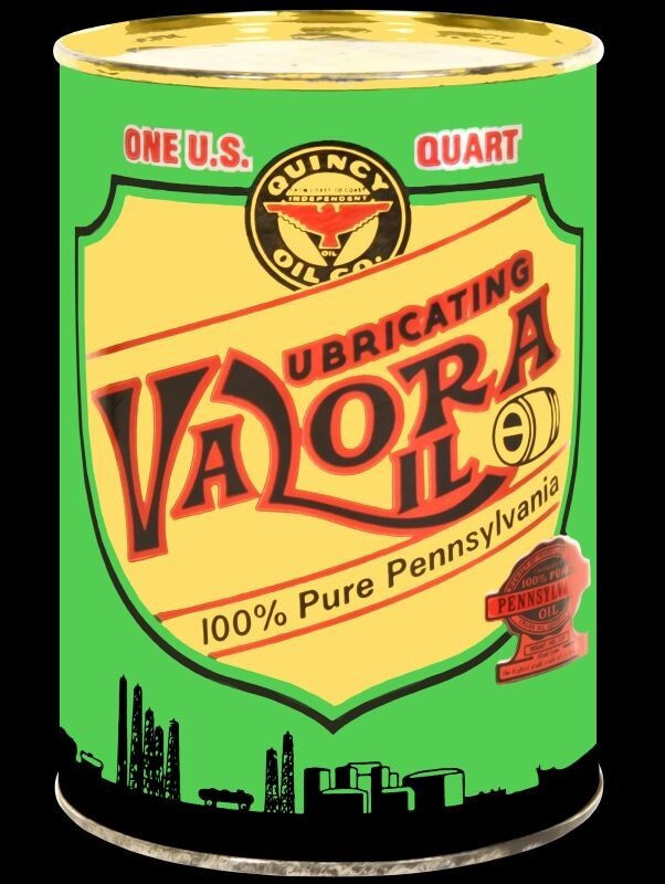 Quincy Oil Co. Valora Motor Oil NEW Sign 18″ Tall Can Diecut USA STEEL