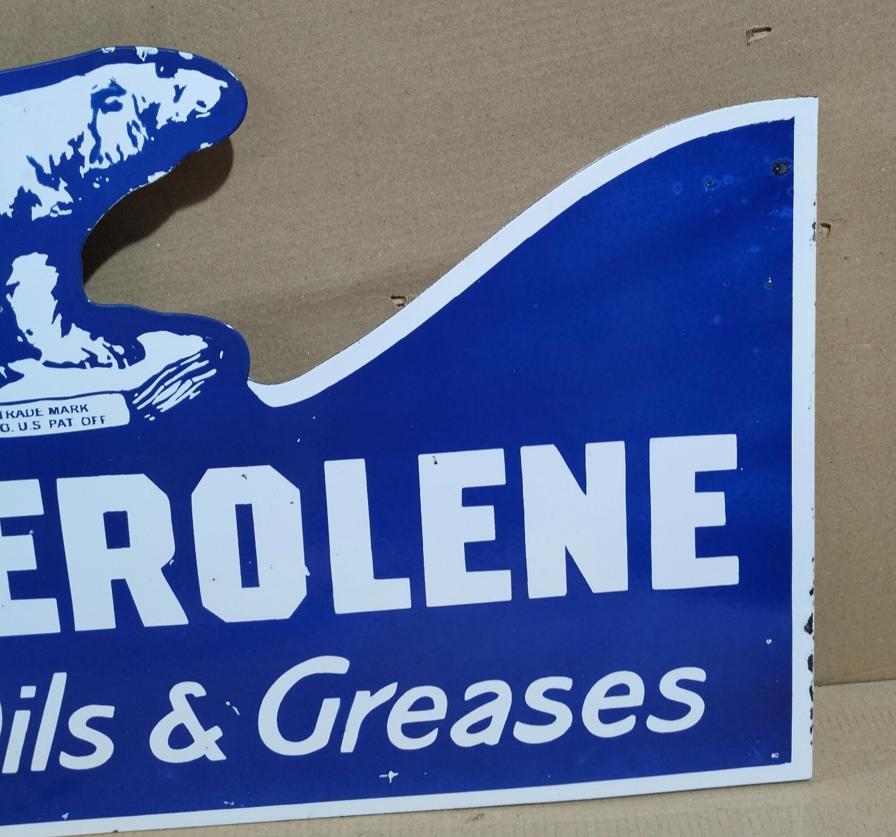 Zerolene Oils & Greases Porcelain Enamel Sign 26 x 18 Inches 2 Sided