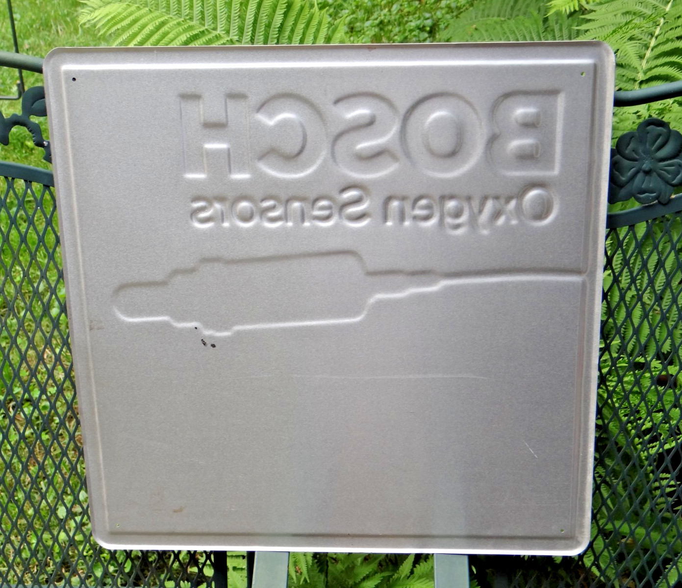 Vintage BOSCH Oxygen O2 Sensor Aluminum Advertising Sign GERMANY BMW PORSCHE VW