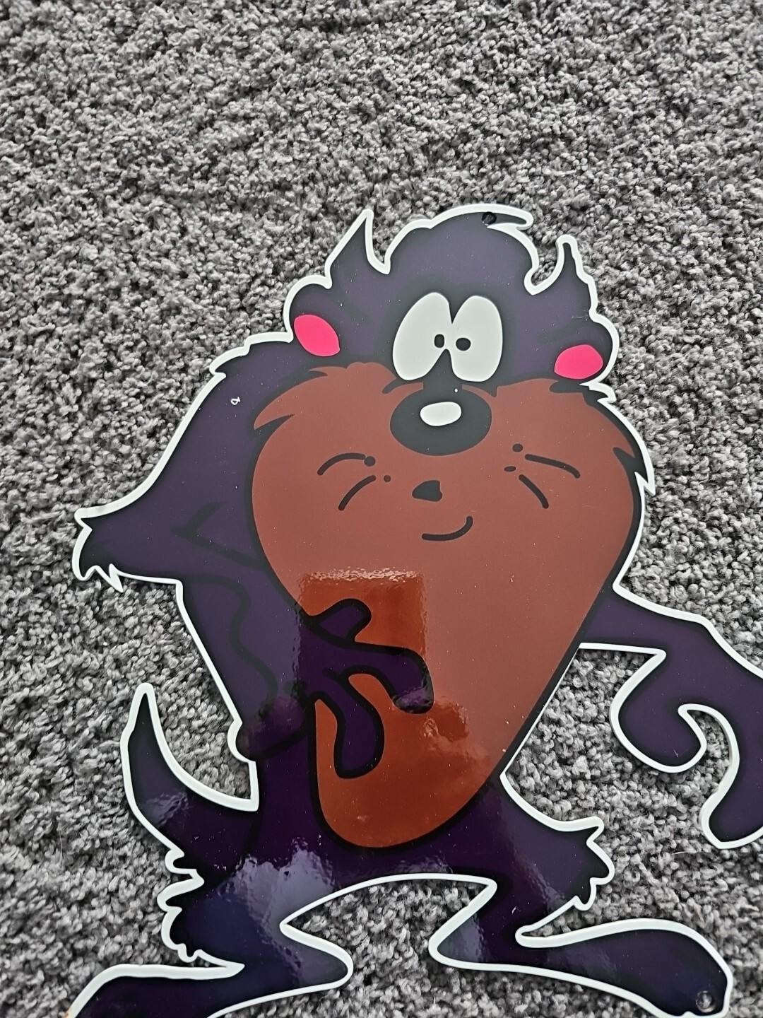 VINTAGE 1960’S TASMANIAN DEVILCARTOON CHARACTER HEAVY METAL SIGN 11 X 12 INCHES