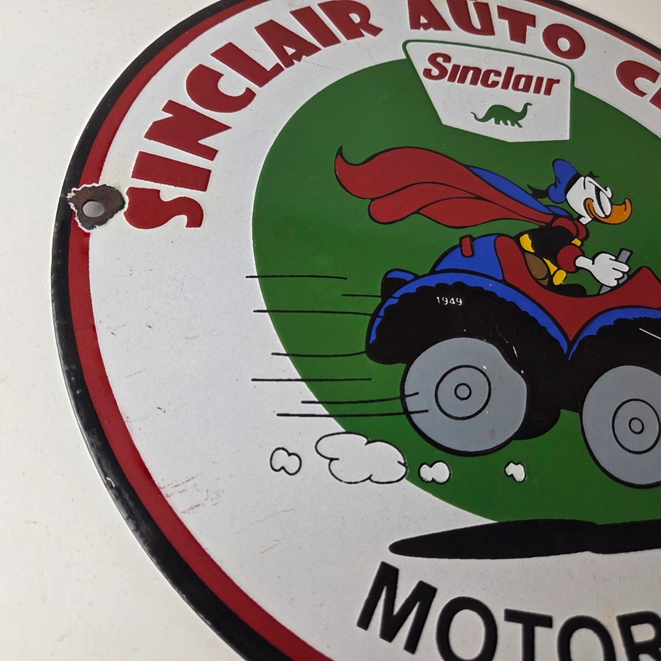 Vintage Sinclair Gasoline Sign – Disney Duck Porcelain Gas Oil Pump Auto Sign