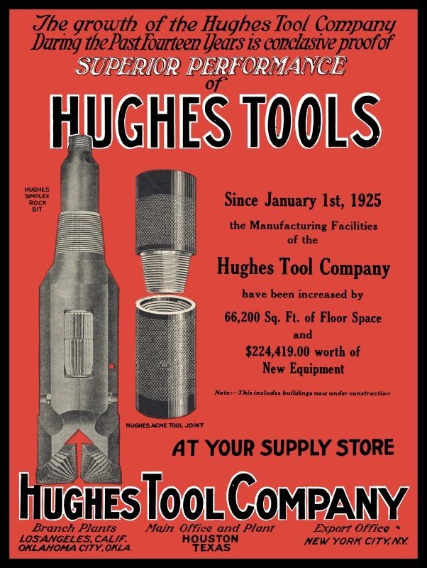 1925 Style Hughes Tool Co. of Houston New Metal Garage Sign: 9×12″ Ships Free