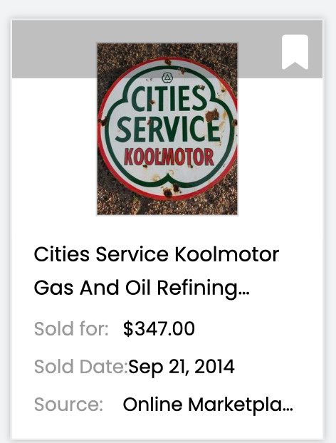 VINTAGE CITIES SERVICE KOOLMOTOR GASOLINE 11 3/4″ PORCELAIN METAL GAS OIL SIGN!