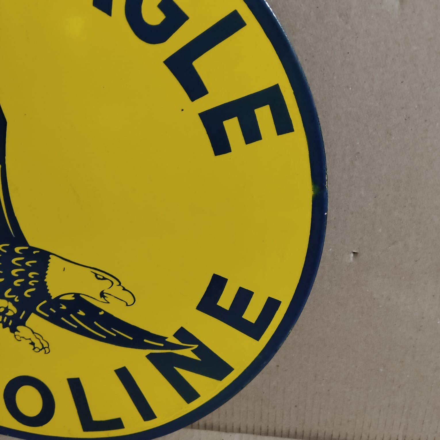 Golden Eagle Gasoline Porcelain Enamel Sign 19.5 x 17 Inches 2 Sided