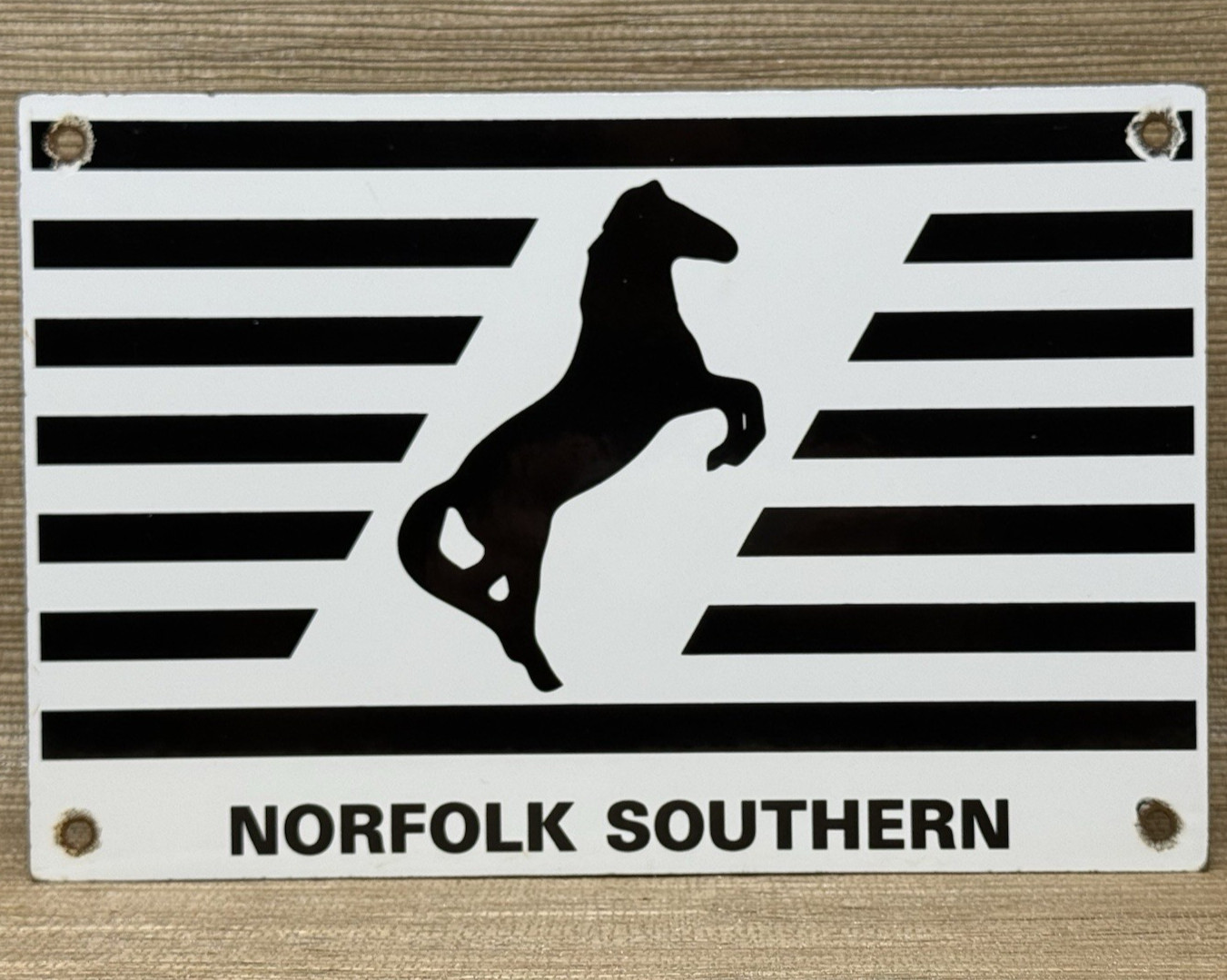VINTAGE NORFOLK SOUTHERN PORCELAIN SIGN RAILROAD TRAIN SATIATION GAS OIL