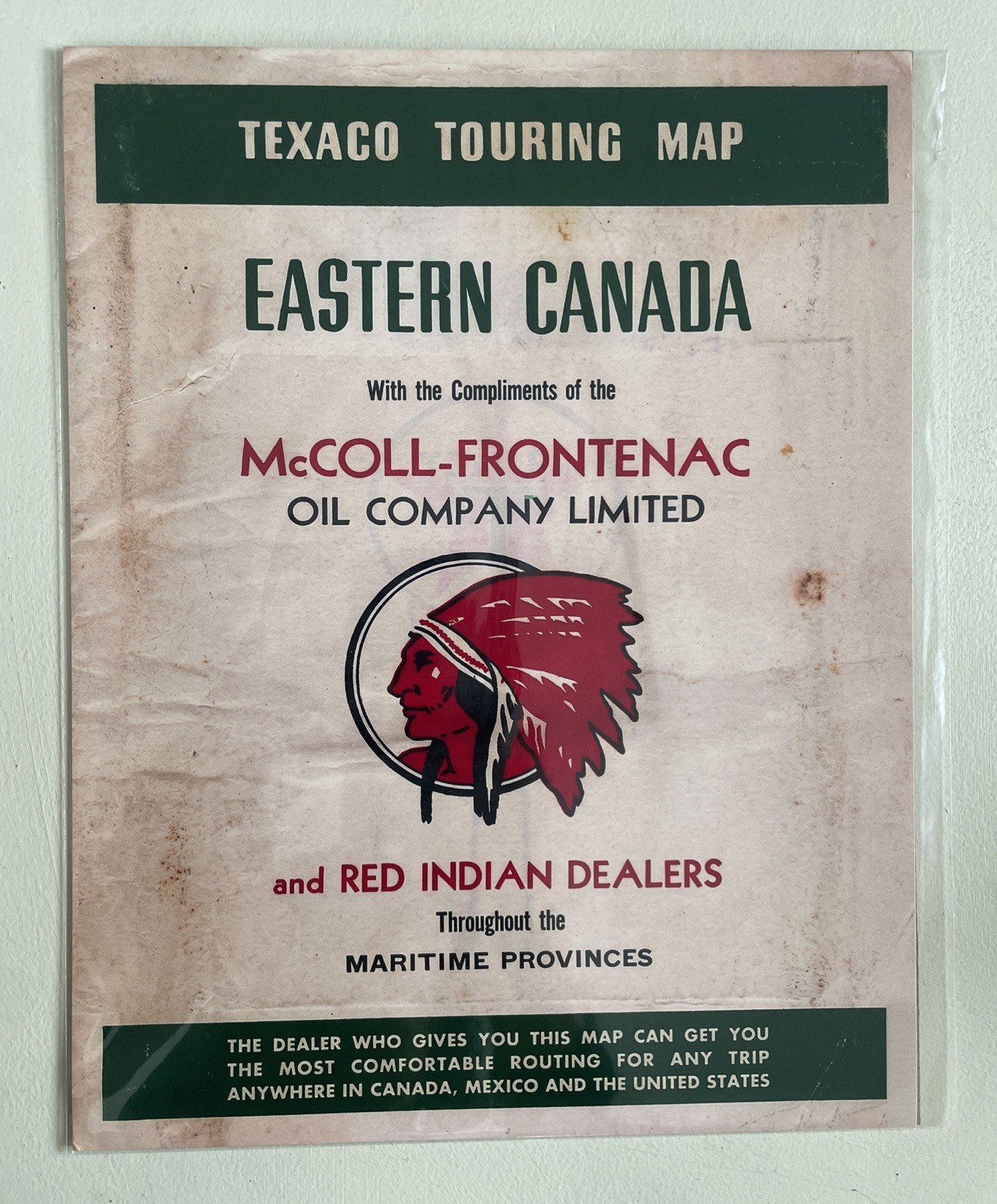 McColl-Frontenac Motor Oil PRINT 8.5×11 Ad Sign Red Indian Texaco Touring Map