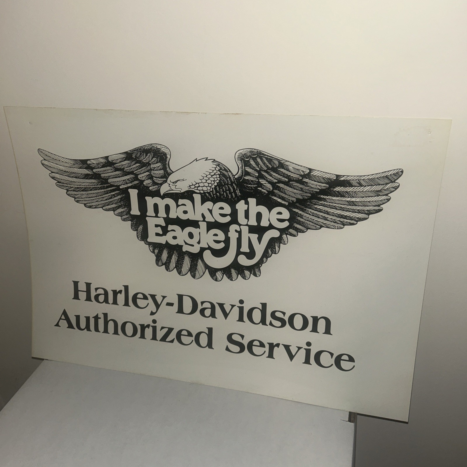 Vintage Harley Davidson “I Make the Eagle fly” USA Authorized Service Sign RARE