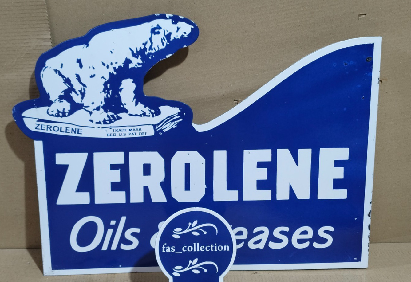 Zerolene Oils & Greases Porcelain Enamel Sign 26 x 18 Inches 2 Sided