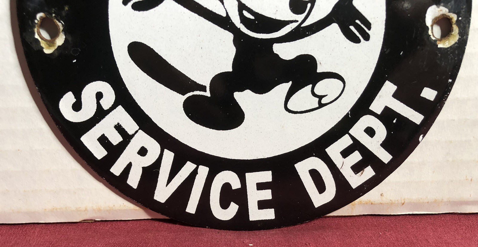 VINTAGE CHEVROLET 6”PORCELAIN SIGN FELIX THE CAT CHEVY CAR TRUCK DEALER USA