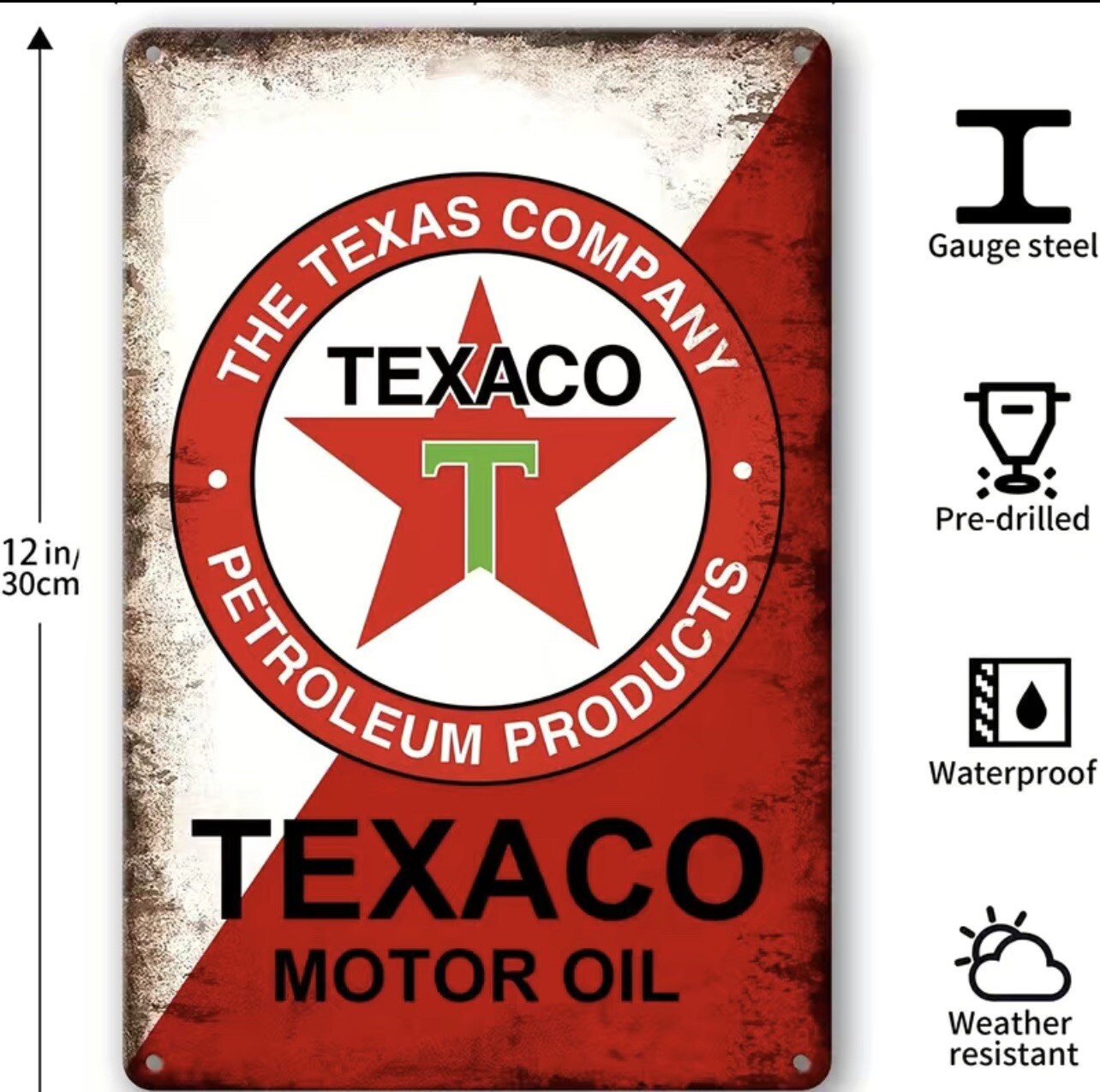The Texas Company Texaco Motor Oil Sign 8″x12″ Tin Metal Buy More & Save up2 15%