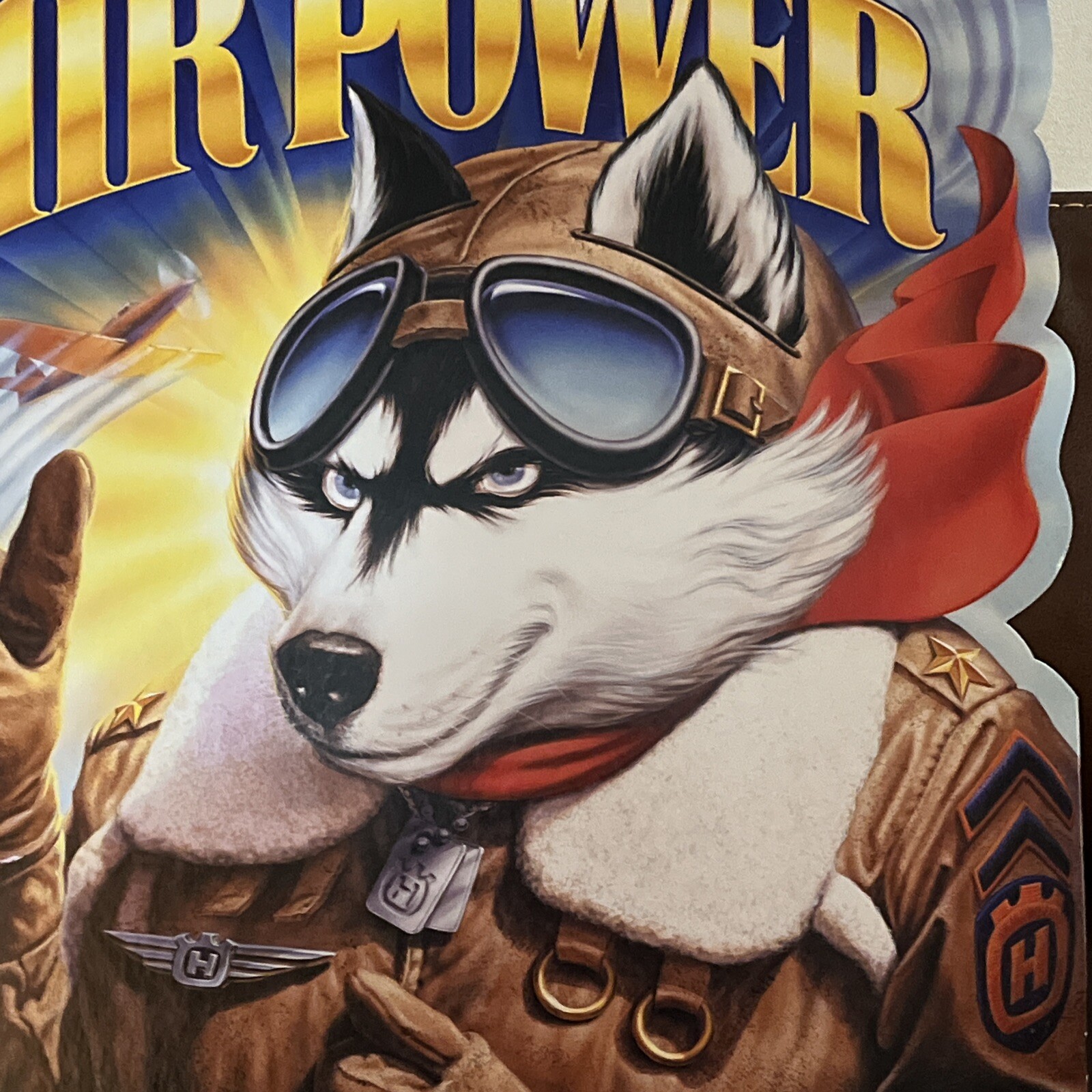 Vintage Chainsaw Sign Husqvarna HUSKY AIR POWER Cardboard Cutout NEW
