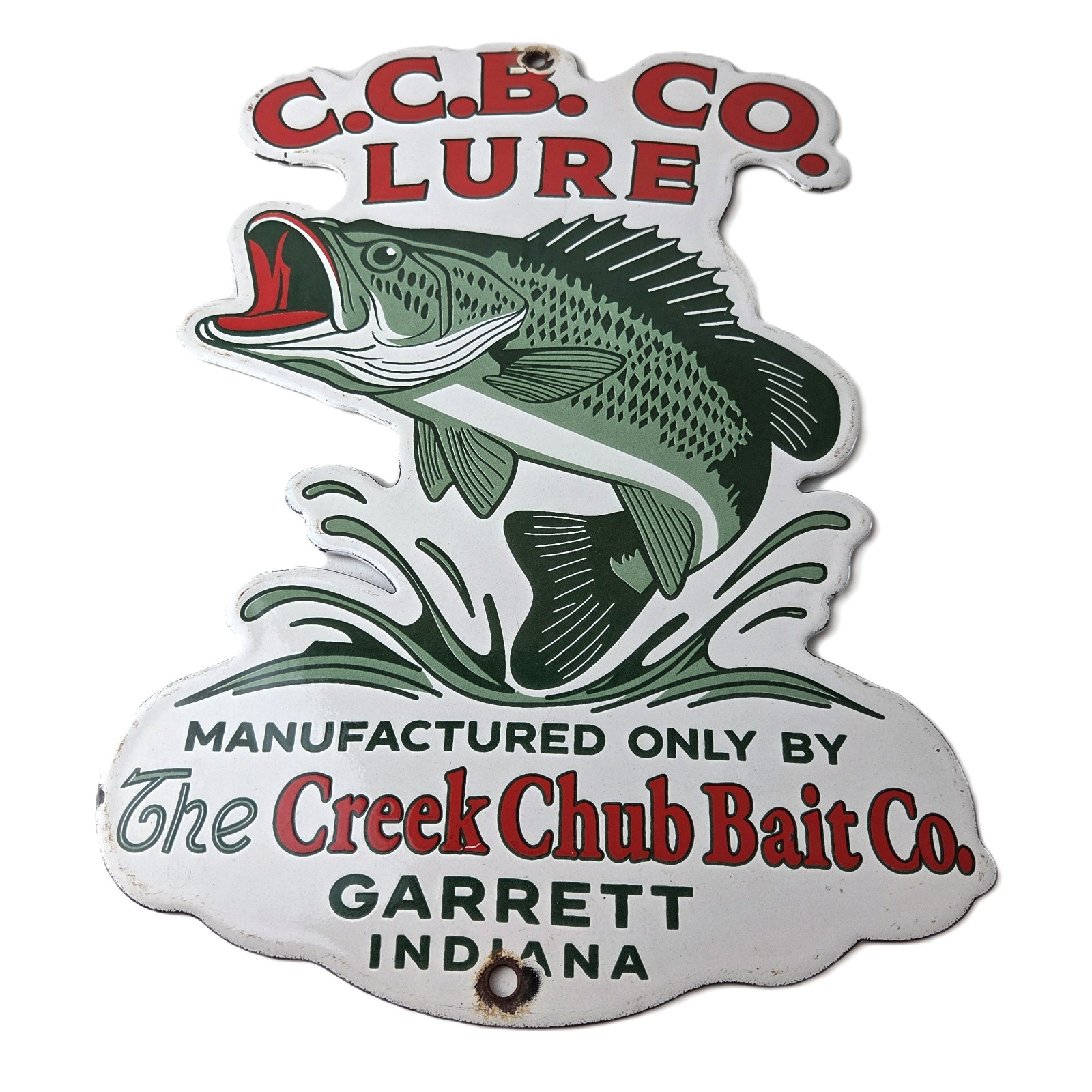 Vintage Creek Chub Bait Co Sign – Lures Cabin Fishing Porcelain Gas Pump Sign