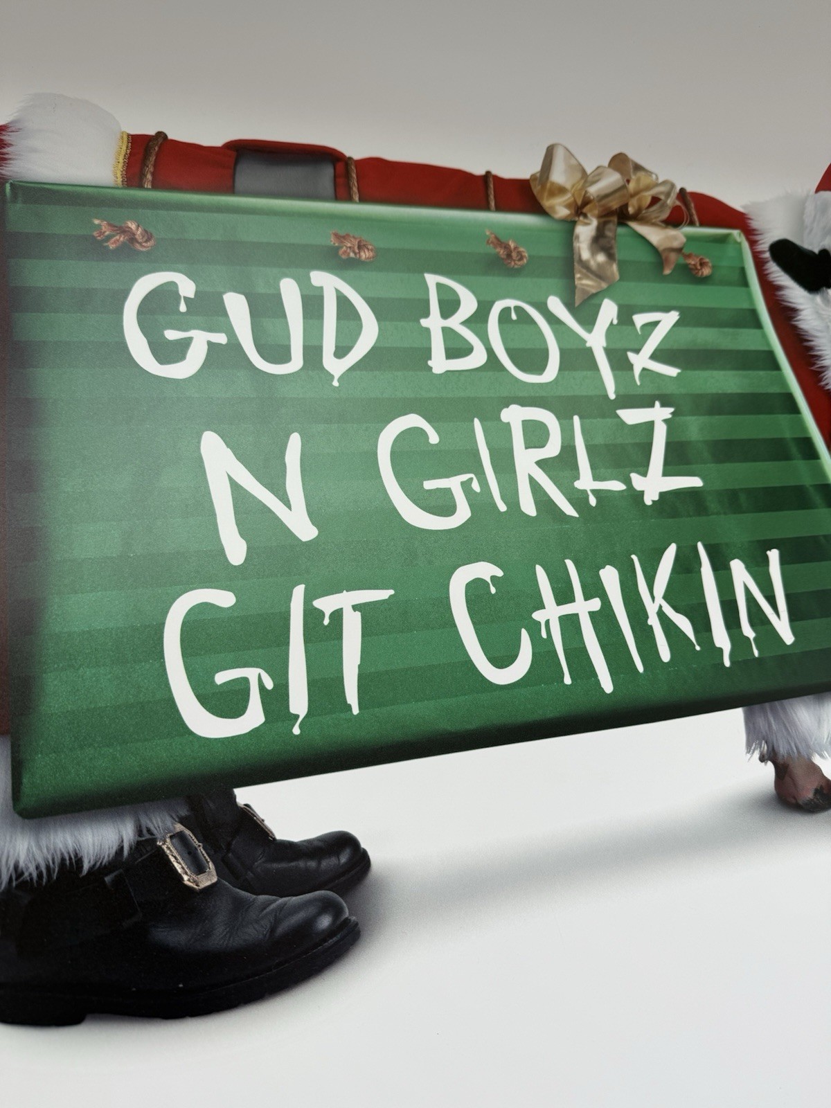 RARE Chick-Fil-A Christmas Cow Vinyl Sign/Poster Restaurant Decor Advertising