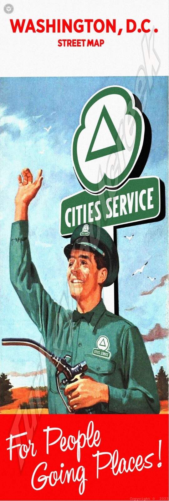Cities Service Washington D.C. Map Cover 6″ X 18″ Metal Sign