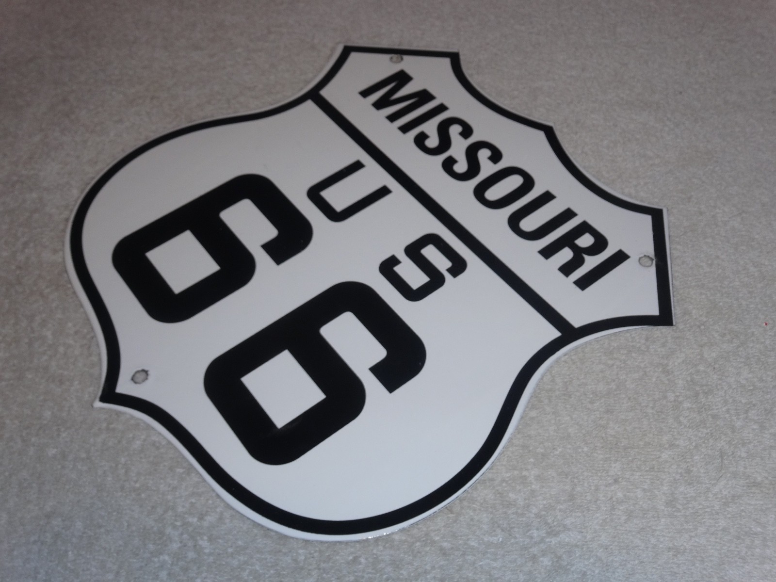 VINTAGE MISSOURI ROUTE 66 UNITED STATES U.S. PORCELAIN METAL GASOLINE OIL SIGN