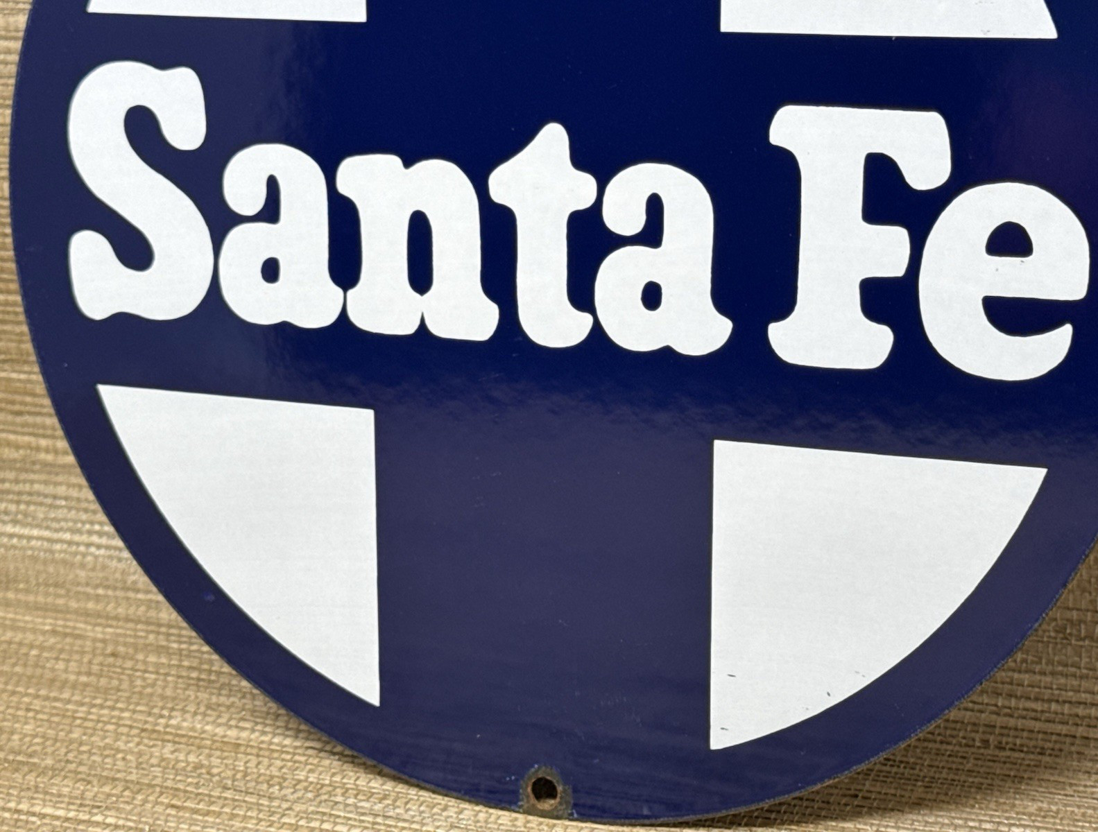 VINTAGE SANTA FE CHIEF PORCELAIN SIGN TRAIN STATION FREIGHT RAIL ROAD GAS OIL