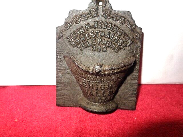 LEIGH VALLEY COAL MATCH HOLDER ADVERTISING SIGN HEAVY CAST METAL 4 x 6 in # Z305