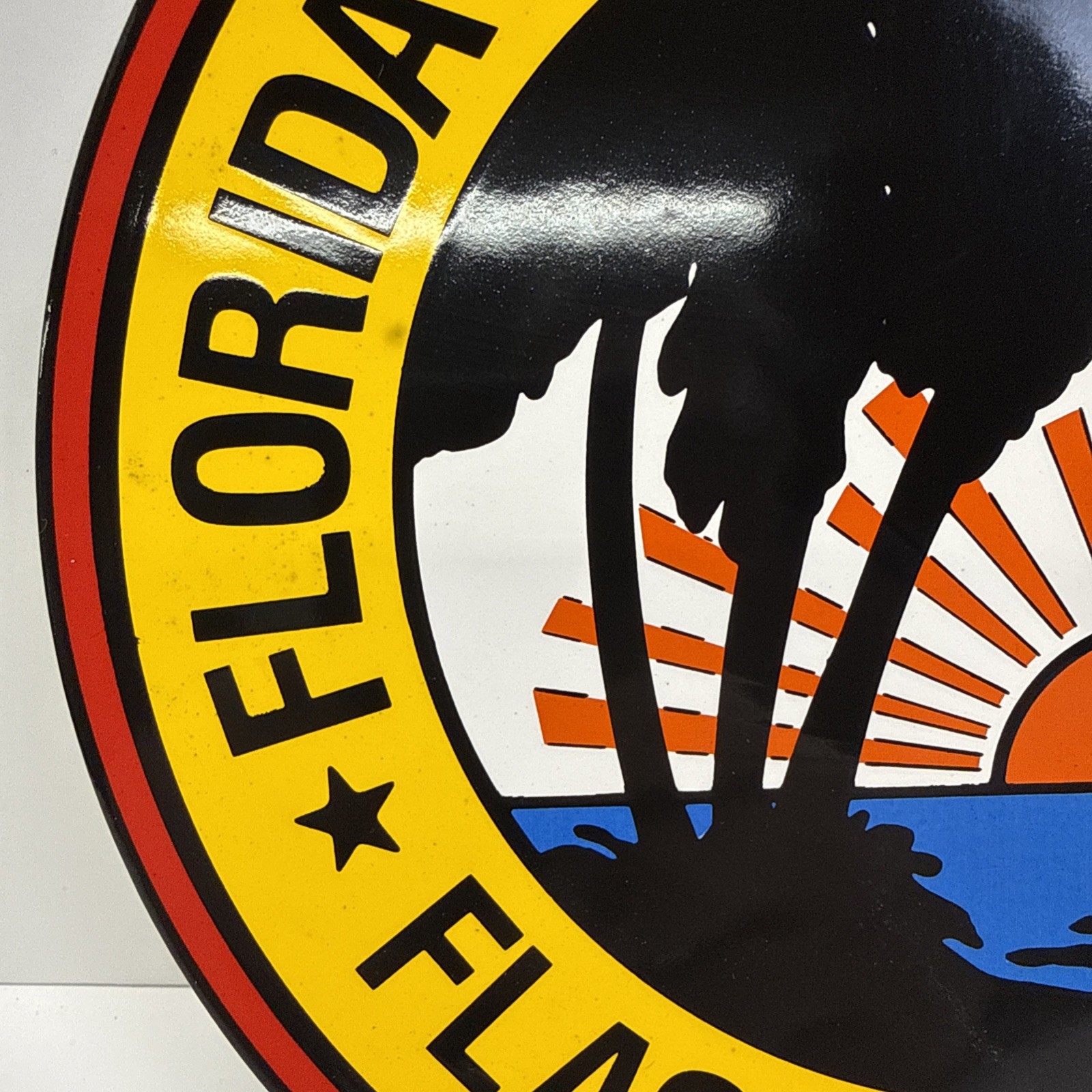 VINTAGE FLORIDA EAST COAST RAILWAY PORCELAIN SIGN FLAGLER SYSTEM GAS OIL TRAIN