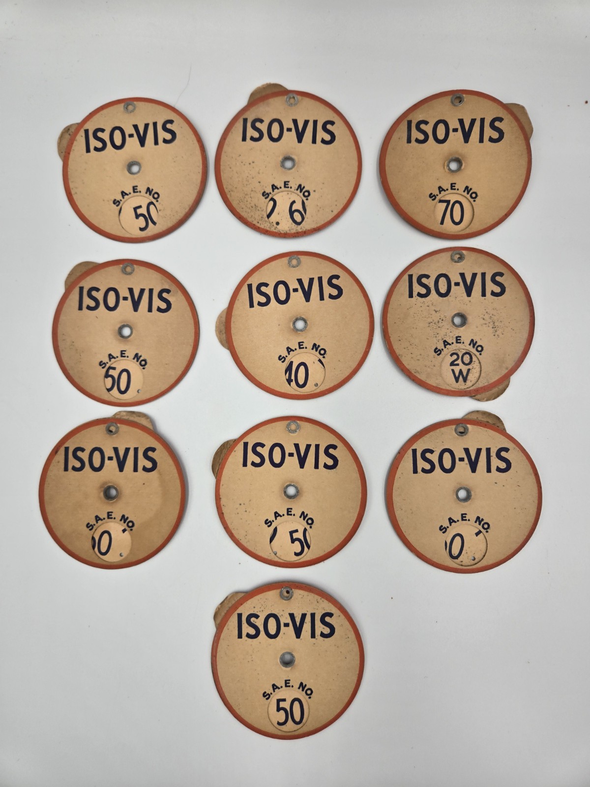 Vintage ISO-VIS Gas Oil S.A.E. NO. Cardboard Identifier Tag