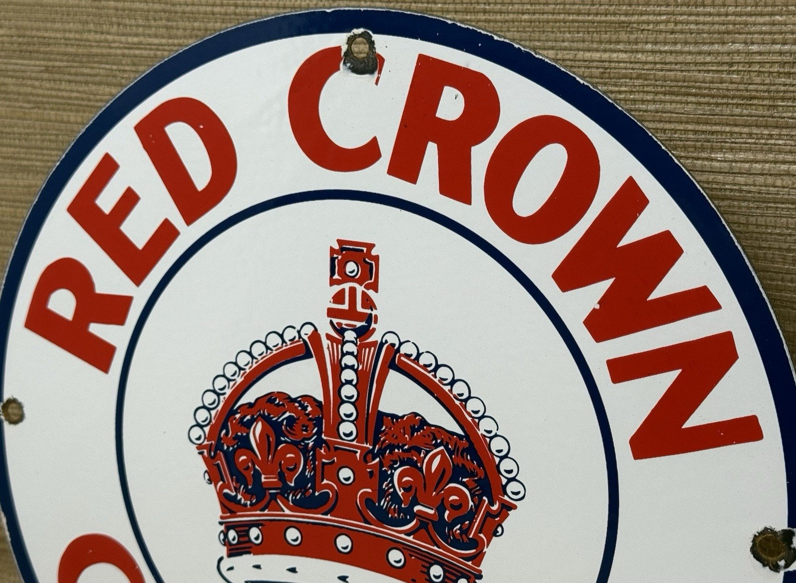 VINTAGE RED CROWN GASOLINE PORCELAIN SIGN STANDARD OIL GAS STATION PUMP PLATE