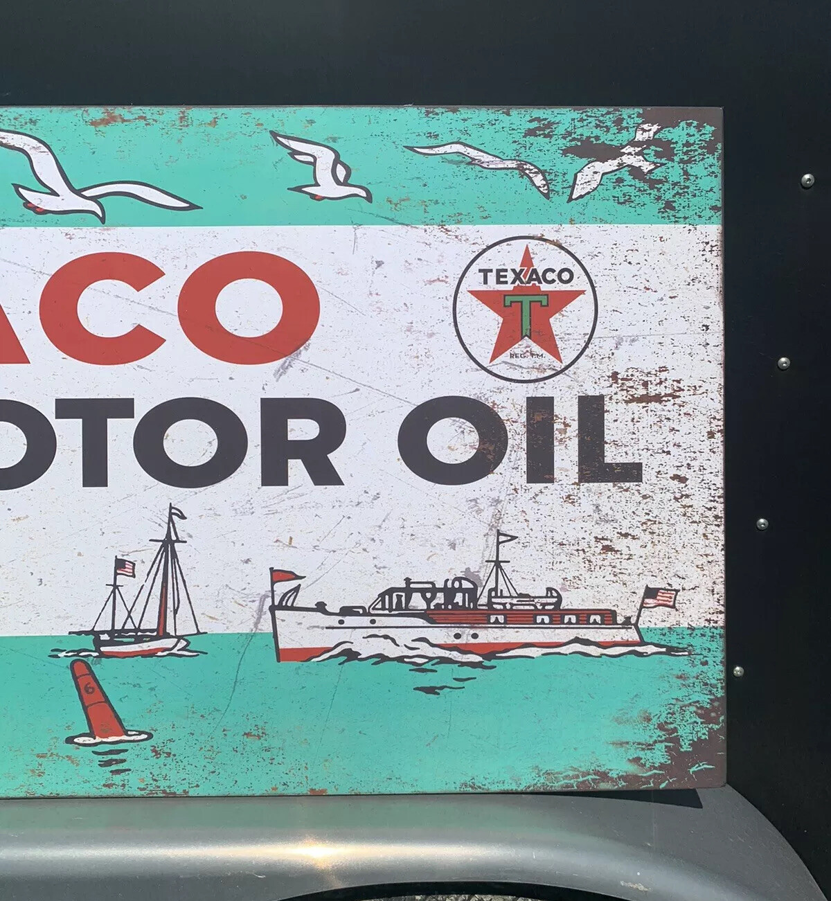 Texaco Marine Motor Oil Sign Boat Gas Fishing Vintage Style Wall Decor BIG 52”