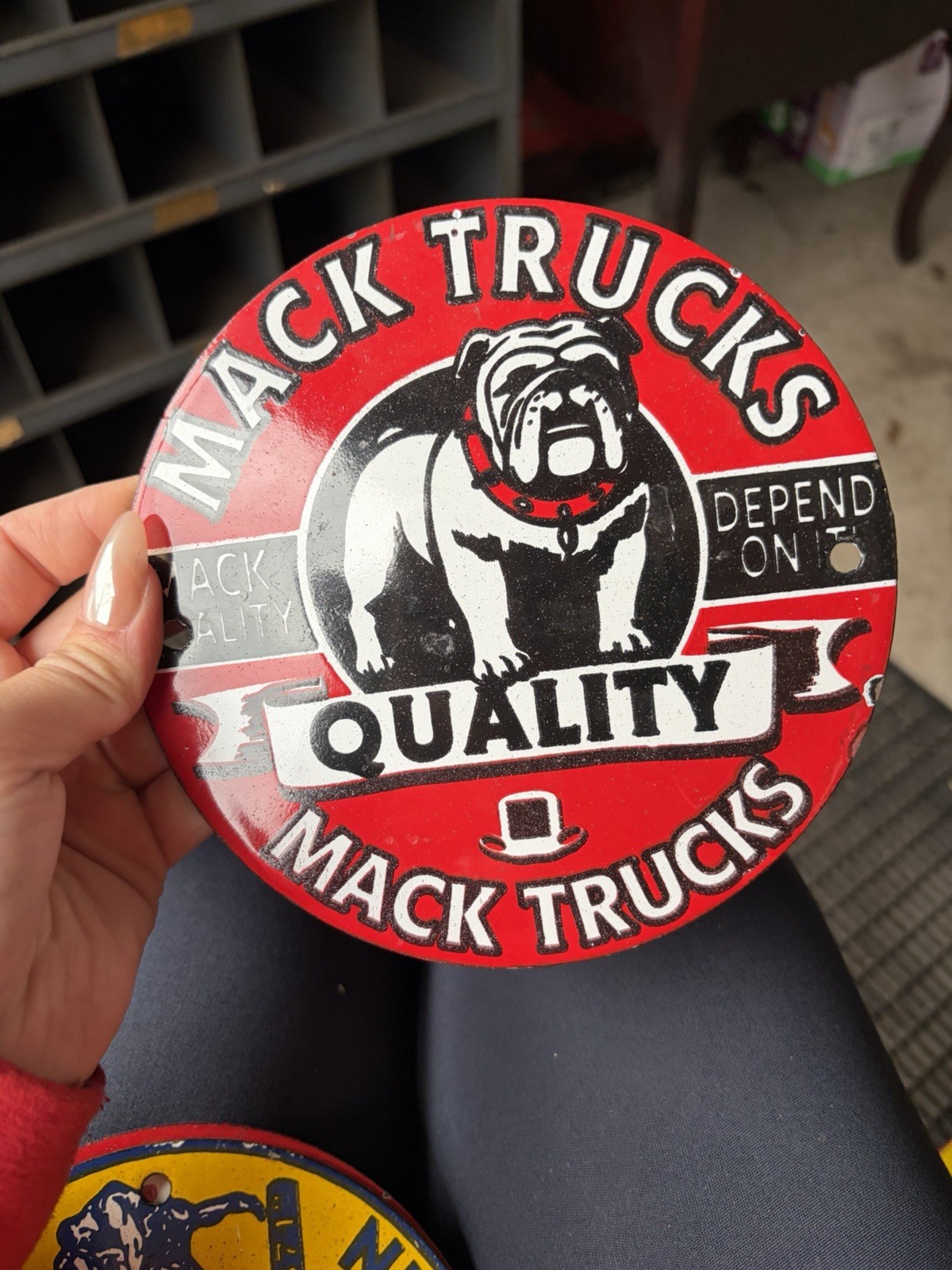 Round Mack Trucks Porcelain Sign