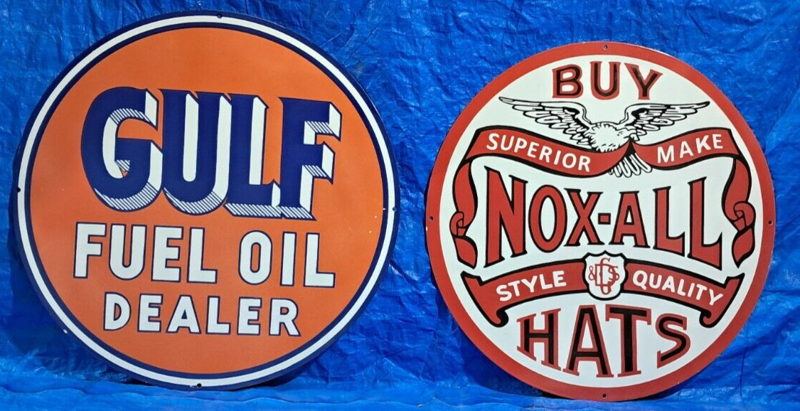 2 Porcelain Enamel Sign, More Details In Description