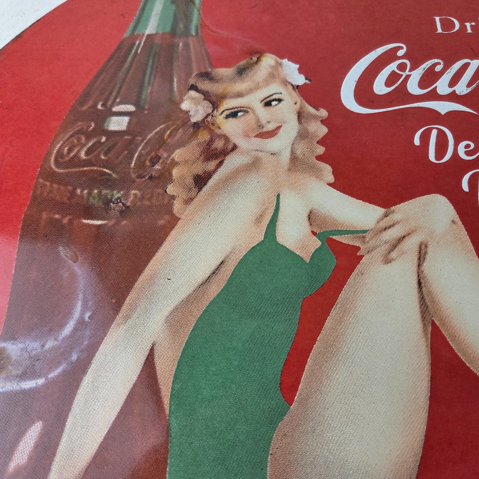 Vintage Coca-Cola Porcelain Sign – Gas Pump Plate Service Diner Sign