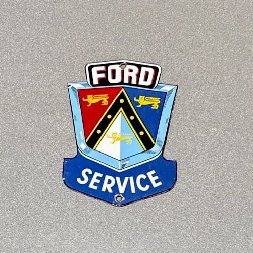 VINTAGE FORD MOTOR DEALERSHIP BADGE PORCELAIN SIGN CAR GAS TRUCK OIL MOTORCYCLE