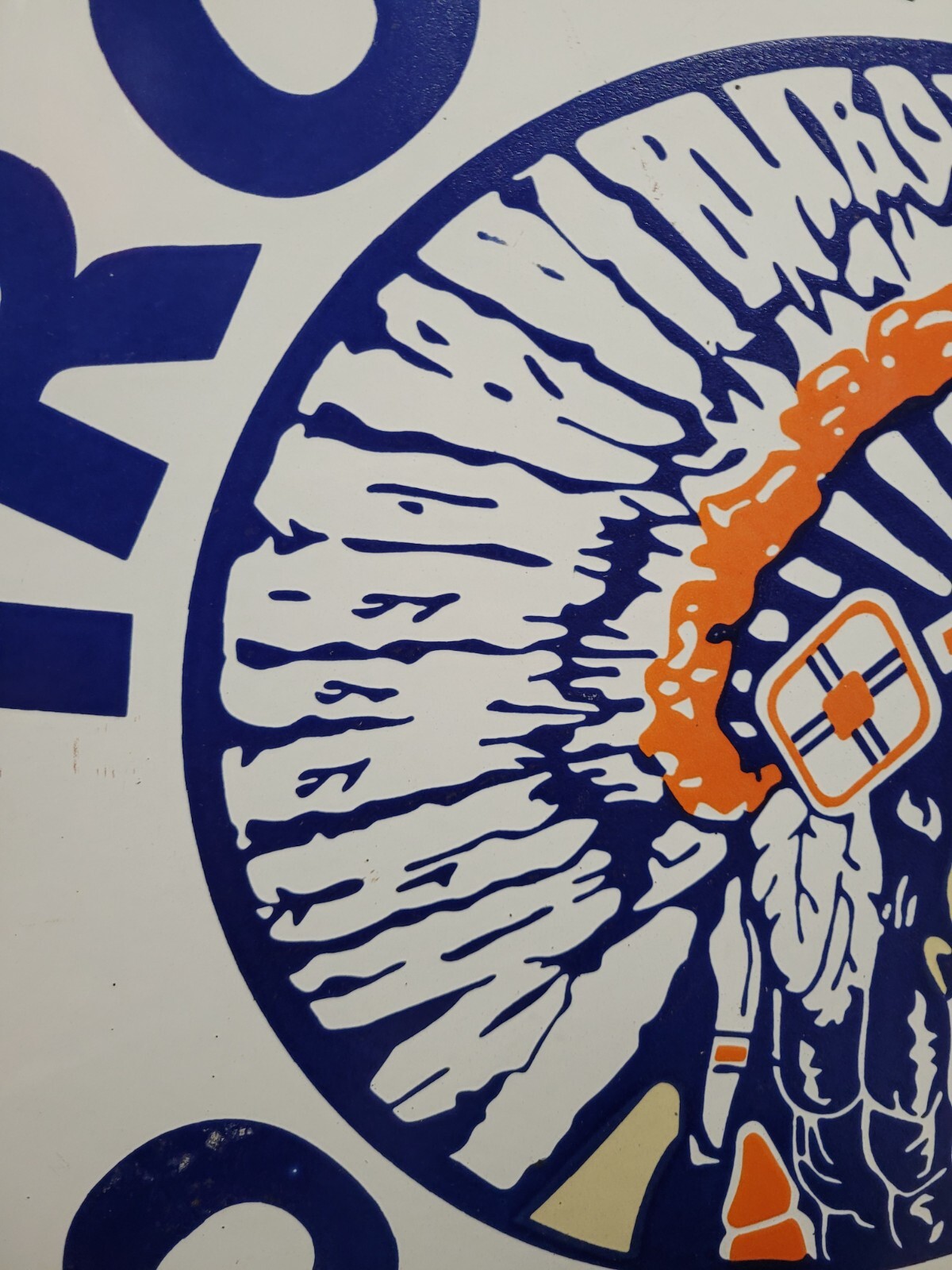 VINTAGE IROQUOIS CHIEF PORCELAIN SIGN 30″ GASOLINE DEALER RARE MOTOR OIL SERVICE
