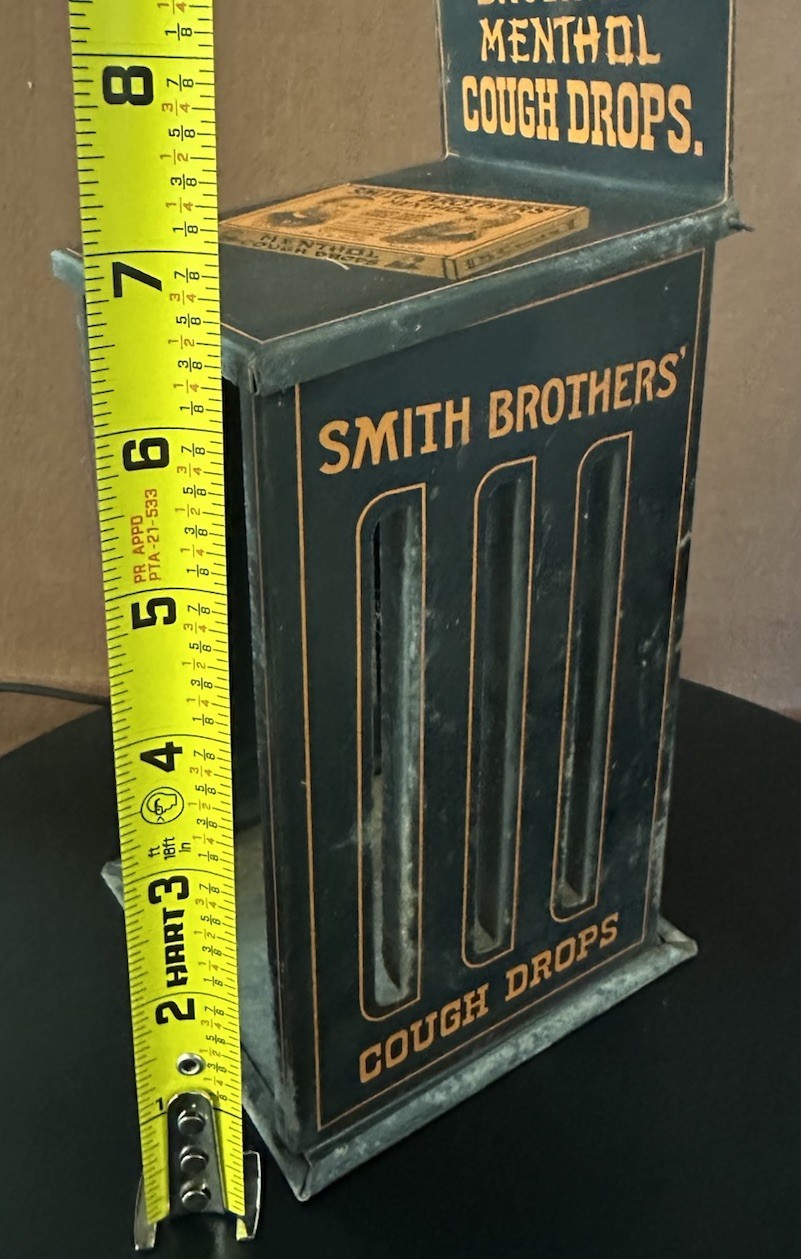 Metal Smith Bros Menthol Cough Drop Dispenser C.1920’s Counter Top General Store