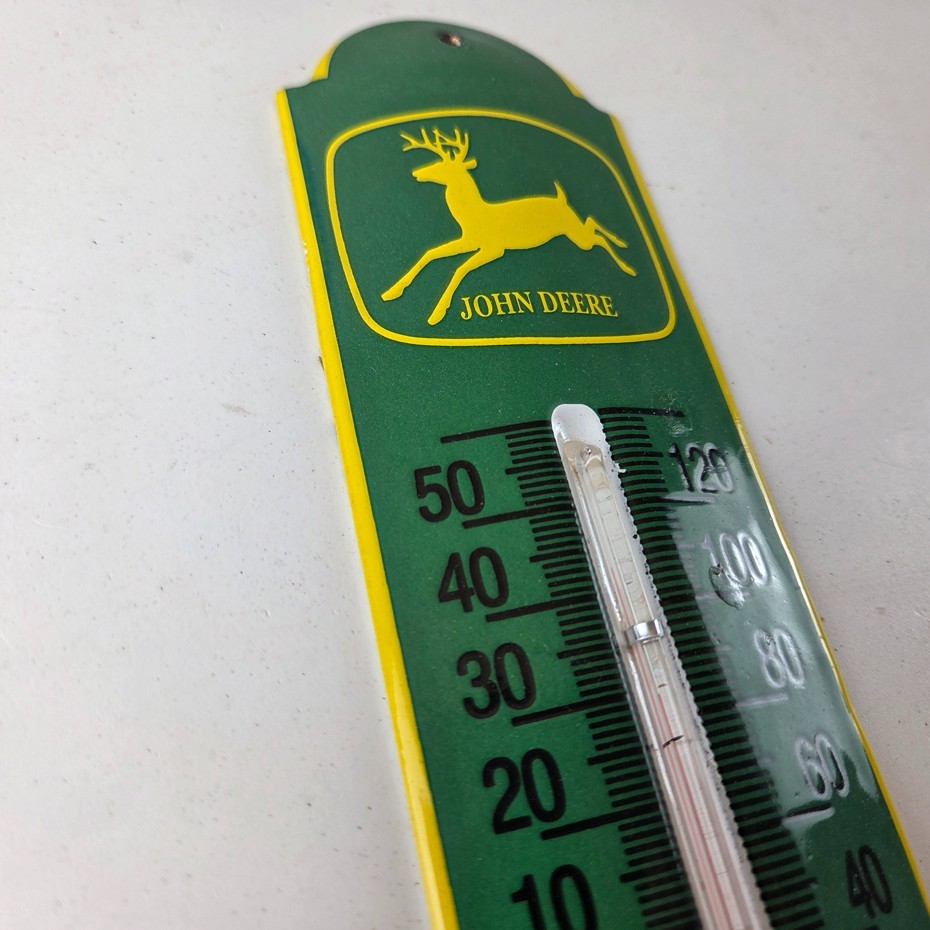 Vintage John Deere Sign – Service Guage Gas Pump Sign on Porcelain Thermometer